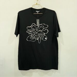 Express Pima Cotton Crew-Neck Black T-Shirt Tan Embroidery Size Medium